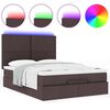 vidaXL Ottoman-Bett mit Matratze & LEDs Dunkelbraun 140x200 cm Stoff