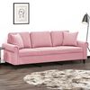 vidaXL 3-Sitzer-Sofa mit Zierkissen Rosa 180 cm Samt