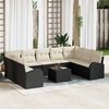 vidaXL Sofa Set mit Kissen 10 pcs Schwarz und Wei&szlig; Poly-Rattan