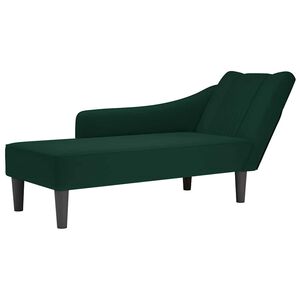 vidaXL Chaiselongue mit Rechter Armlehne Dunkelgr&uuml;n Samt