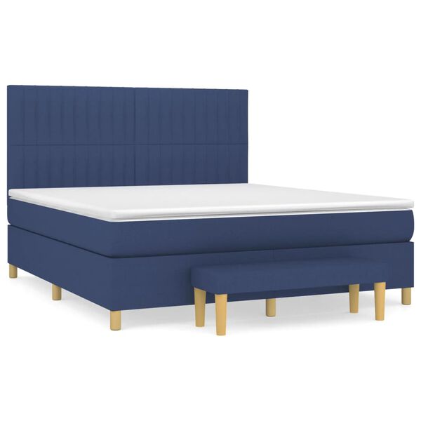 vidaXL Boxspringbett mit Matratze Blau 180x200 cm Stoff