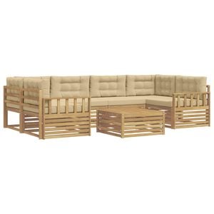 vidaXL Outdoor-Sofagarnitur 7 stk. Wei&szlig; und Beige Polyester
