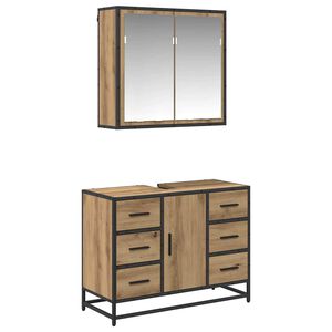vidaXL Badezimmerm&ouml;bel-Set 2 stk. Artisan-Eiche 80 x 33 x 60 cm