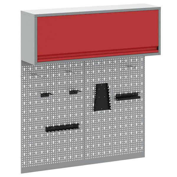 vidaXL Werkzeugschrank und Pegboard Set 3 pcs Rot 100 x 25 x 115 cm