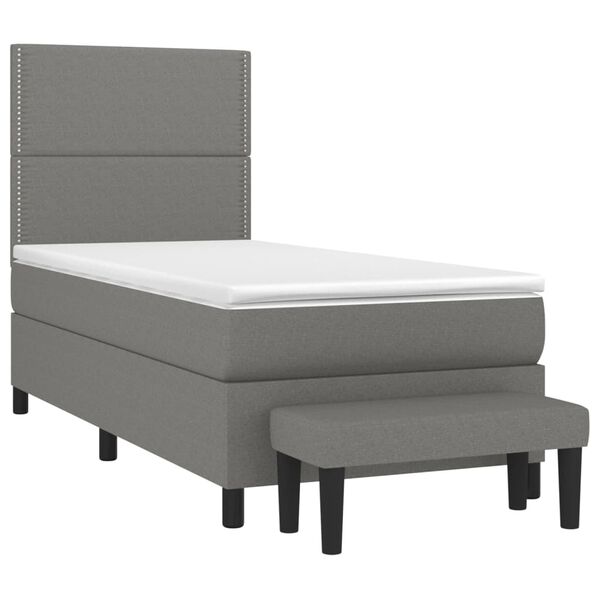 vidaXL Boxspringbett mit Matratze Dunkelgrau 100x200 cm Stoff