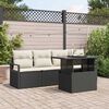 vidaXL Sofa Set mit Kissen 5 pcs Schwarz und Creme Poly-Rattan