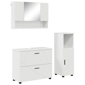 vidaXL Badezimmerm&ouml;bel-Set 3 stk. Hochglanz Wei&szlig; 76,5 x 35 x 64 cm