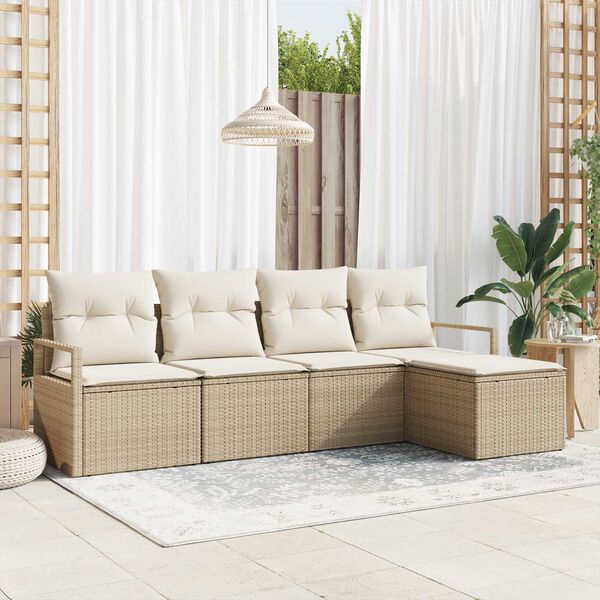 vidaXL Sofa Set 5 pcs Beige Poly-Rattan