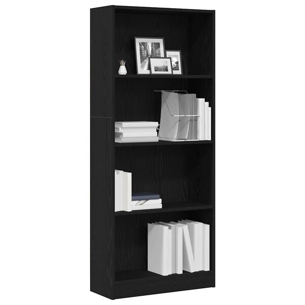 vidaXL B&uuml;cherregal Schwarz Eichen-Optik 60 x 24 x 143 cm Holzwerkstoff