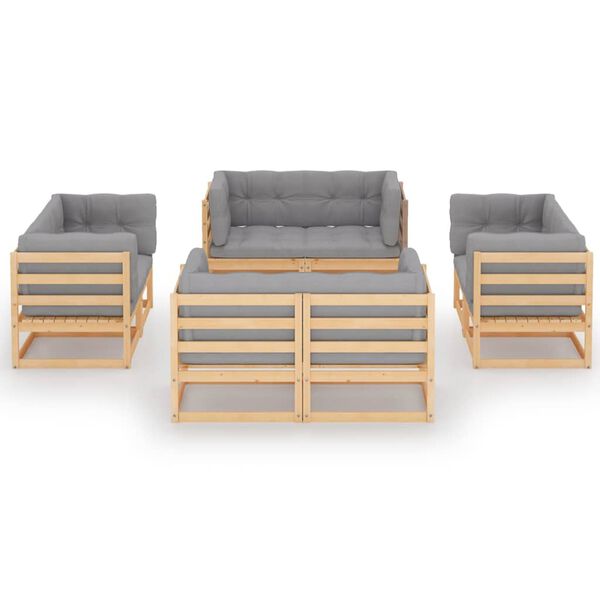 vidaXL 8-tlg. Garten-Lounge-Set mit Kissen Kiefer Massivholz