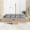 vidaXL Garten-Sofa-Set mit Kissen 5 pcs Beige und Grau Poly-Rattan