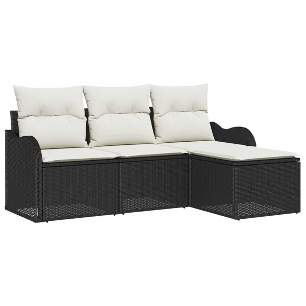 vidaXL Gartensofa-set mit Speicher 4 pcs Schwarz Poly-Rattan