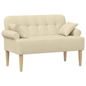 vidaXL Zweisitzer mit Knopfheftung Creme 120 x 65 x 79 cm Stoff