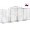 vidaXL Gabionen mit Hochbogen 2 Stk. 300x50x120/140cm Verzinktes Eisen