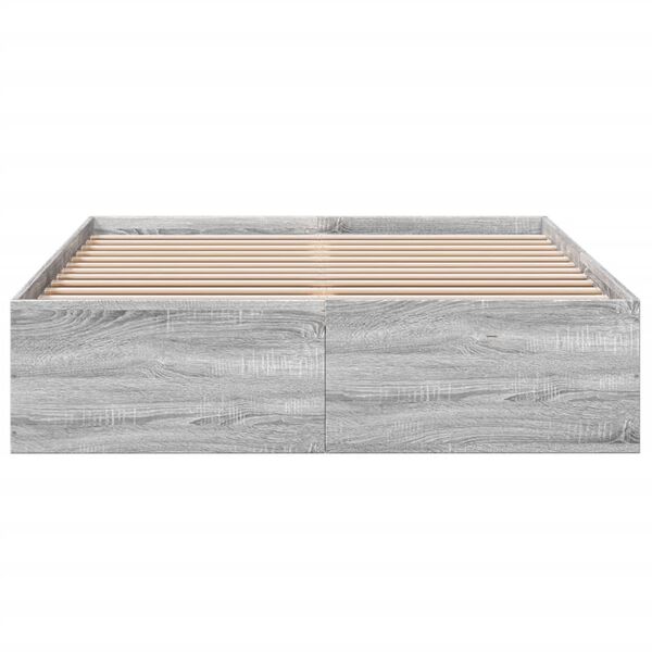 vidaXL Bettgestell Grau Sonoma 135x190 cm Holzwerkstoff