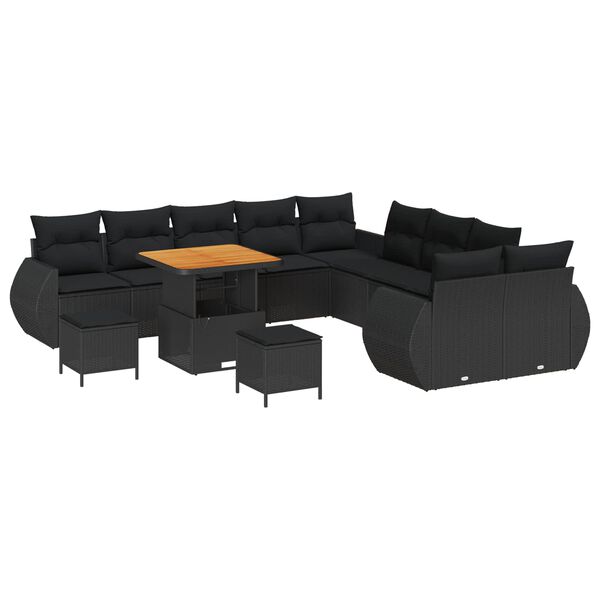 vidaXL Gartensofa-set 13 pcs Schwarz Poly-Rattan