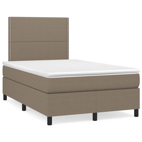 vidaXL Boxspringbett mit Matratze Taupe 120x190 cm Stoff