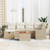 vidaXL Garten-Sofa-Set mit Kissen mit Speicher 7 pcs Beige Poly Rattan