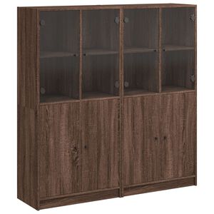 vidaXL B&uuml;cherschrank mit T&uuml;ren Braun Eichen-Optik 136x37x142 cm