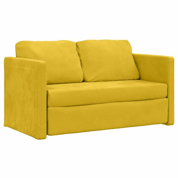 vidaXL Bodensofa mit Schlaffunktion Dunkelgelb 122x204x55 cm Samt