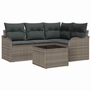 vidaXL Gartensofa-set mit Speicher 5 pcs Schwarz Poly-Rattan