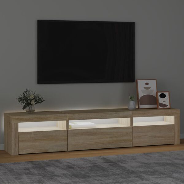 vidaXL TV-Schrank mit LED-Leuchten Sonoma-Eiche 195x35x40 cm