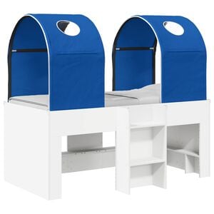 vidaXL Bett mit Tunnel 3 stk. Wei&szlig; und Blau Holzwerkstoff