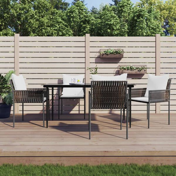 vidaXL 5-tlg. Garten-Essgruppe mit Kissen Poly Rattan und Stahl