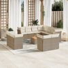 vidaXL 12-tlg. Garten-Sofagarnitur mit Kissen Beige Poly Rattan