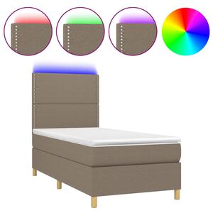 vidaXL Boxspringbett mit Matratze & LED Taupe 100x200 cm Stoff