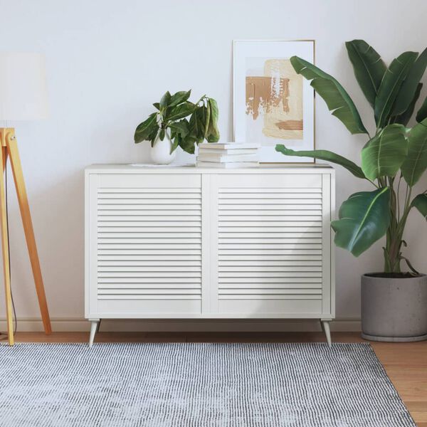 vidaXL Schrankt&uuml;ren Lamellen-Design 2 Stk. Wei&szlig; 69x59,4 cm Massivholz