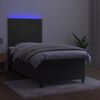 vidaXL Boxspringbett mit Matratze & LED Dunkelgrau 100x200 cm Samt
