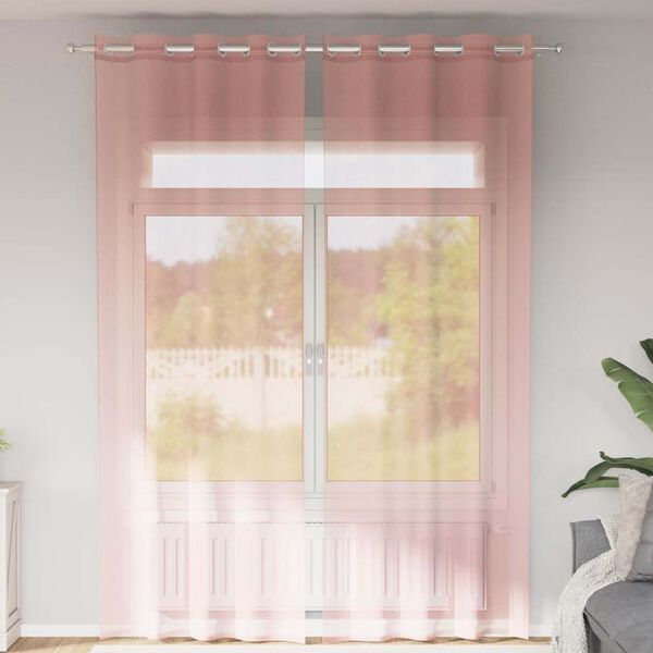 vidaXL Voile Vorhänge mit Ösen 2 Stk. Rosa 140x260 cm