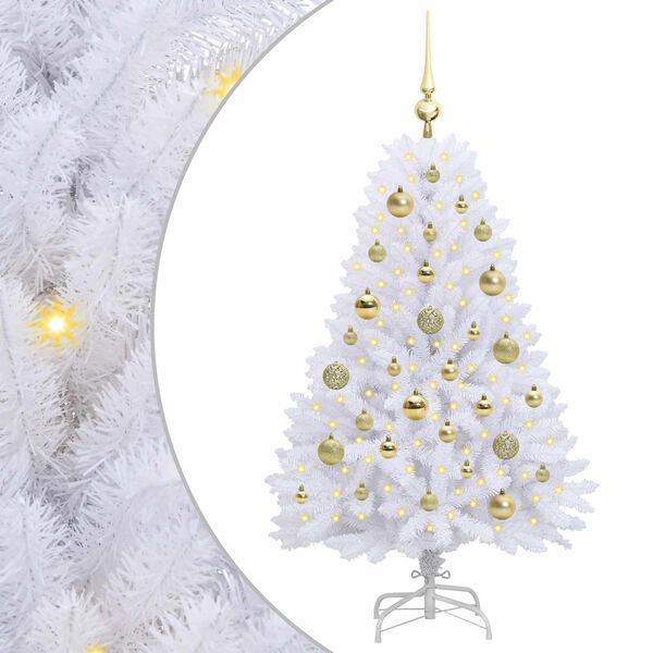 vidaXL K&uuml;nstlicher klappbarer Weihnachtsbaum Wei&szlig; 120 cm PVC und Stahl