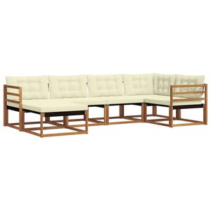 vidaXL Outdoor-Sofagarnitur mit Kissen 6 pcs Natur und Creme