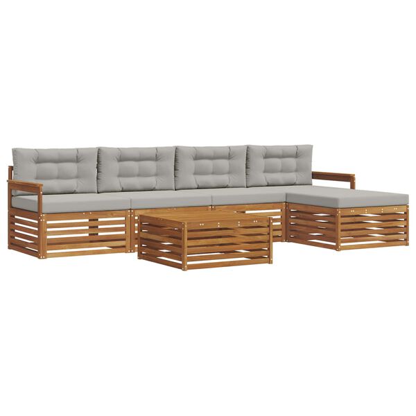 vidaXL Outdoor-Sofagarnitur mit Kissen 6 pcs Nat&uuml;rlich und Hellgrau