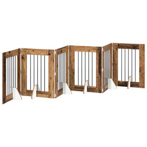 vidaXL Klappbares Hundetor mit St&auml;ndern 6 stk. Altholz 362 cm