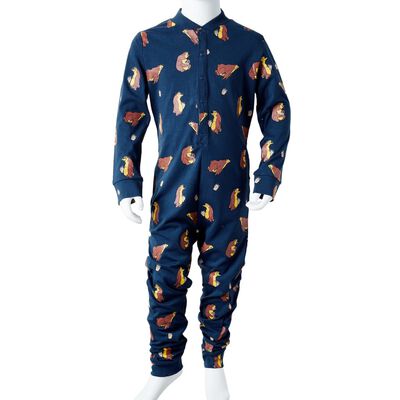 Kinder-Schlafanzug Einteiler Jeansblau 104