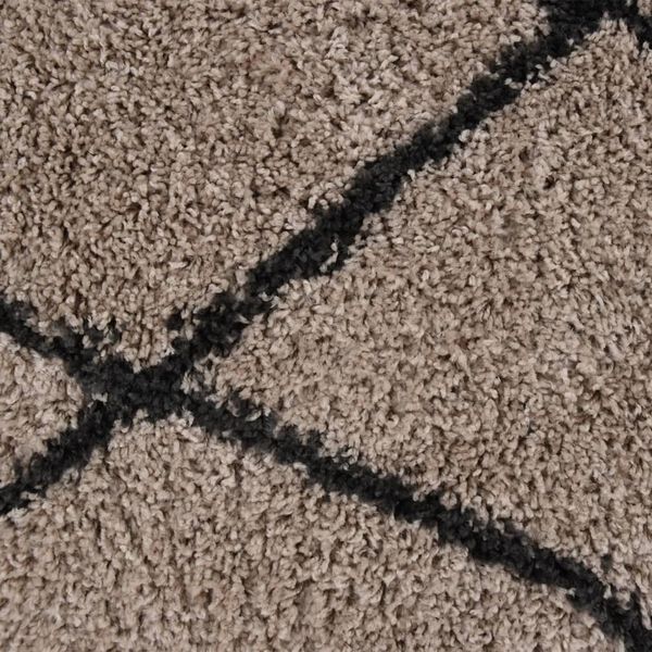 vidaXL Teppich Shaggy Hochflor Beige und Anthrazit &phi;120 cm