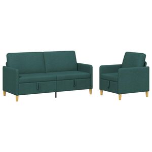 vidaXL Sofa Set mit Stauraum 2 stk. Dunkelgr&uuml;n Polyester