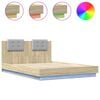 vidaXL Bettgestell mit Kopfteil & LED-Leuchten Sonoma-Eiche 150x200 cm