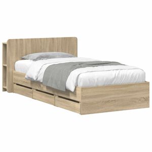 vidaXL Bettgestell mit Stauraum und Kopfteil Sonoma-Eiche 75 x 190 cm