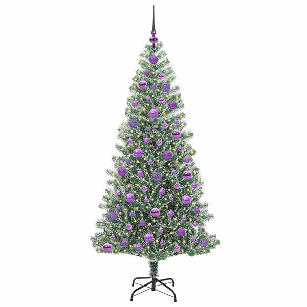 vidaXL K&uuml;nstlicher Weihnachtsbaum beschneit mit LED Licht 180 cm