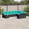 vidaXL 10-tlg. Garten-Sofagarnitur mit Kissen Schwarz Poly Rattan