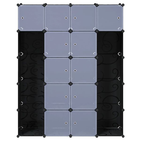 vidaXL Modularer Schrank mit 14 F&auml;chern schwarz/wei&szlig; 37x146x180,5cm