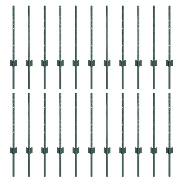 vidaXL Zaunpfosten 22 pcs Gr&uuml;n 100 cm Stahl