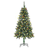 vidaXL Künstlicher Weihnachtsbaum mit Beleuchtung & Zapfen 150 cm
