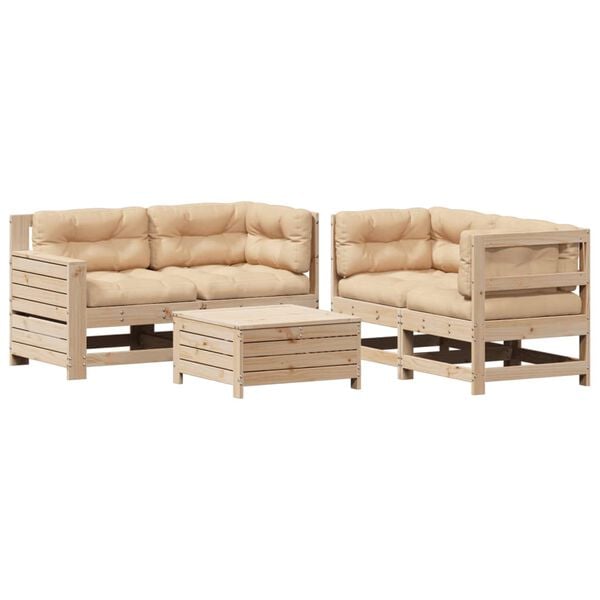 vidaXL 5-tlg. Garten-Lounge-Set mit Kissen Massivholz Kiefer