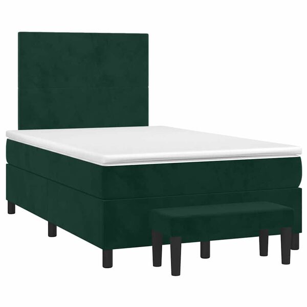 vidaXL Boxspringbett mit Matratze Dunkelgr&uuml;n 120x190 cm Samt