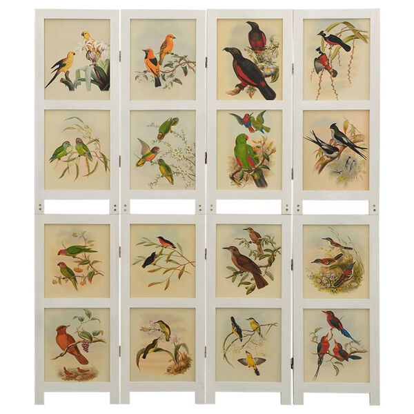 vidaXL 4-tlg. Raumteiler Wei&szlig; 140x165 cm Massivholz Paulownia